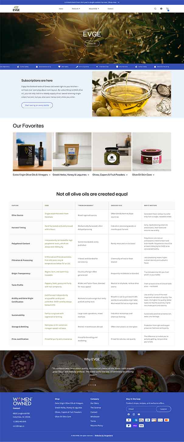 EVGE personal portfolio website with modern design and fast load times